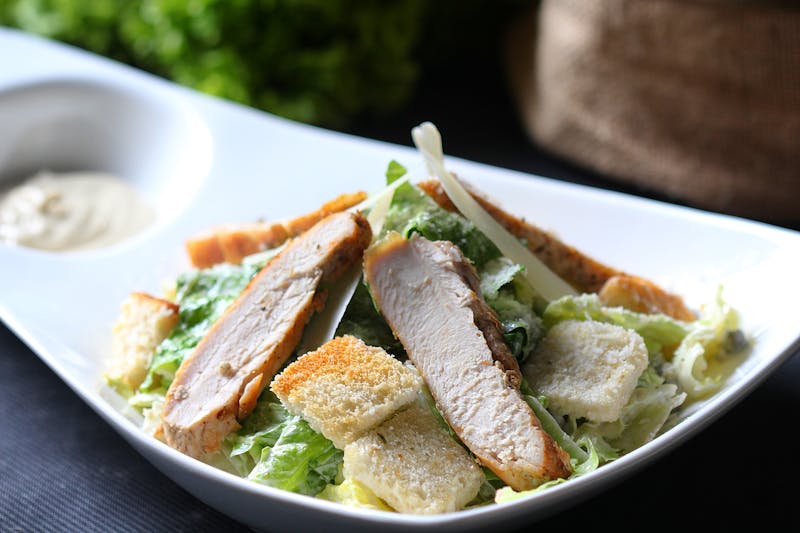 Caesar salad with croutons and parmesan