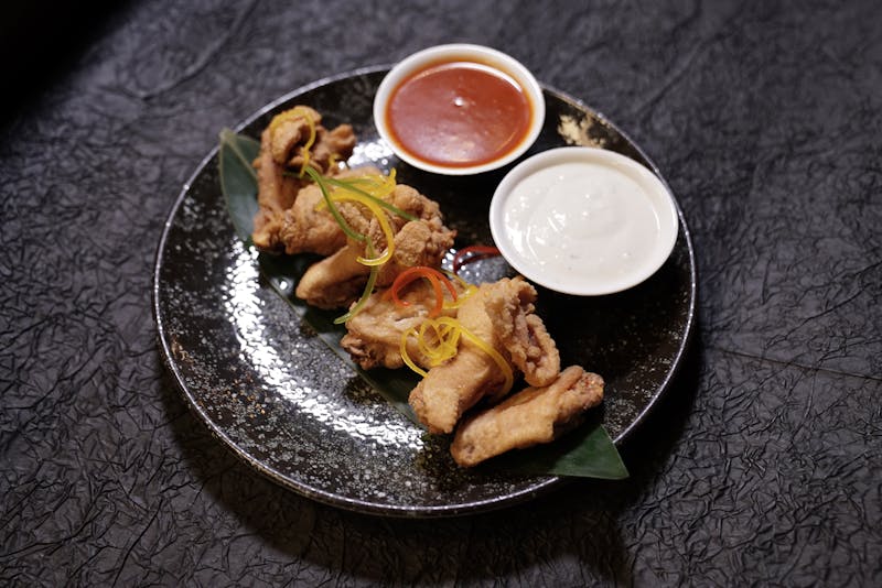 Wings with hot sauce, crispy chicken wings